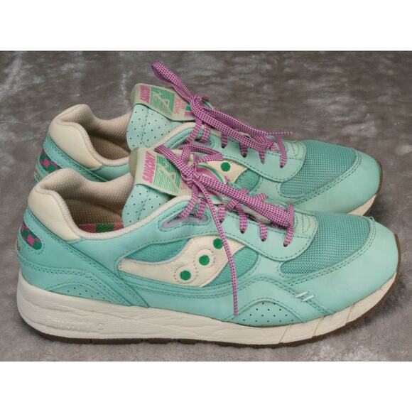 Saucony Shadow 6000 Earth Citizen Green Leather Pink Sneakers Womens 10 Mens 8 - Picture 16 of 16